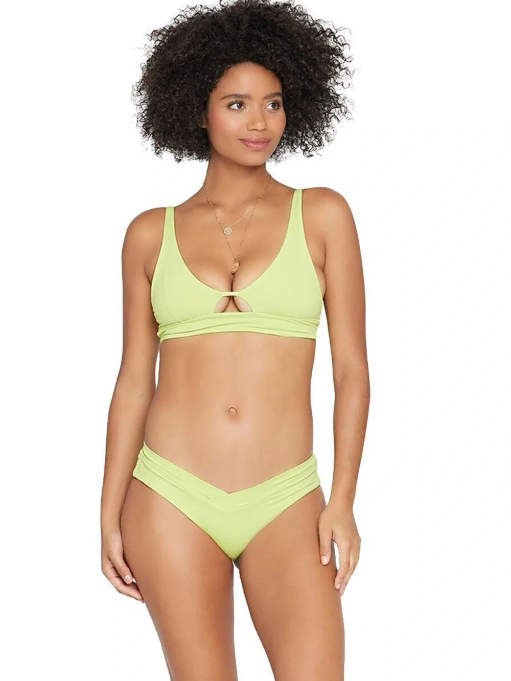 NWT L*Space Pratt V-Waist Bikini Bottom Kiwi Lime Green Size Small